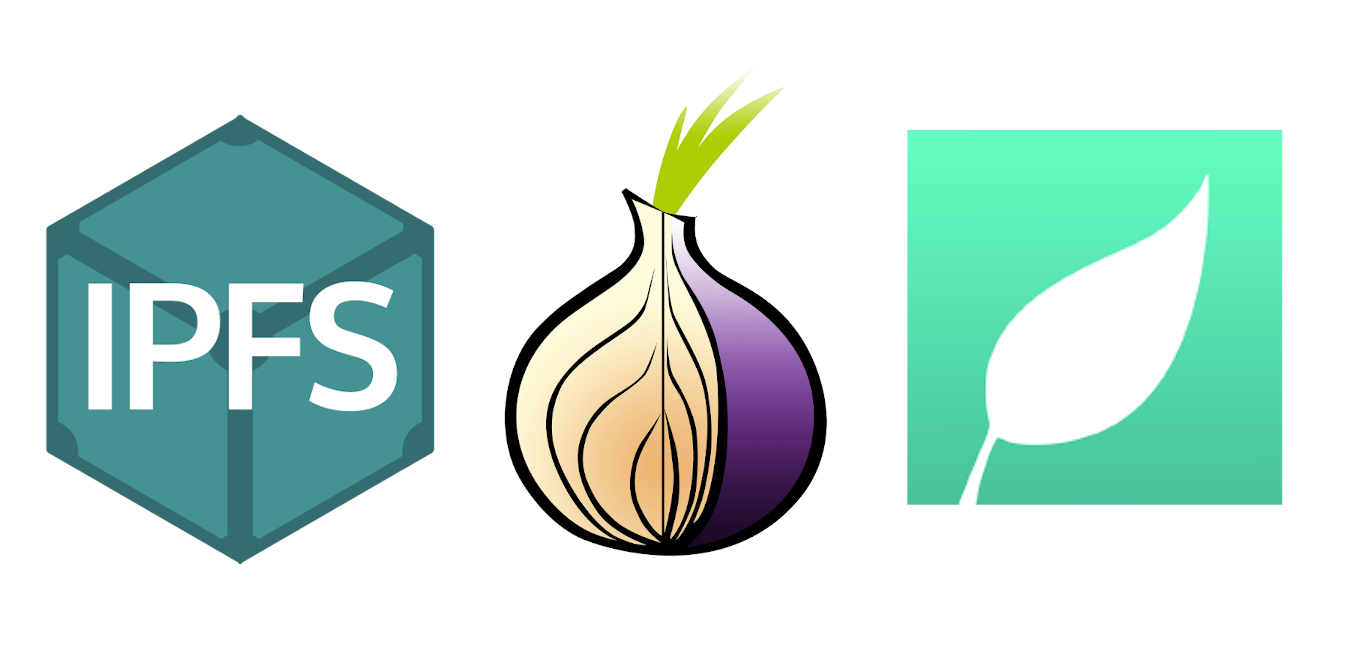 Логотипы IPFS, Tor и Yggdrasil.